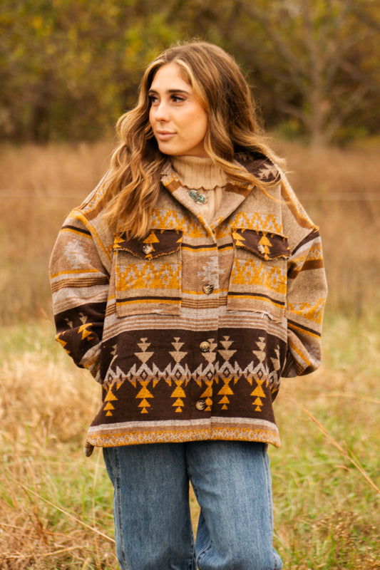 Wool Aztec Oversized Shacket