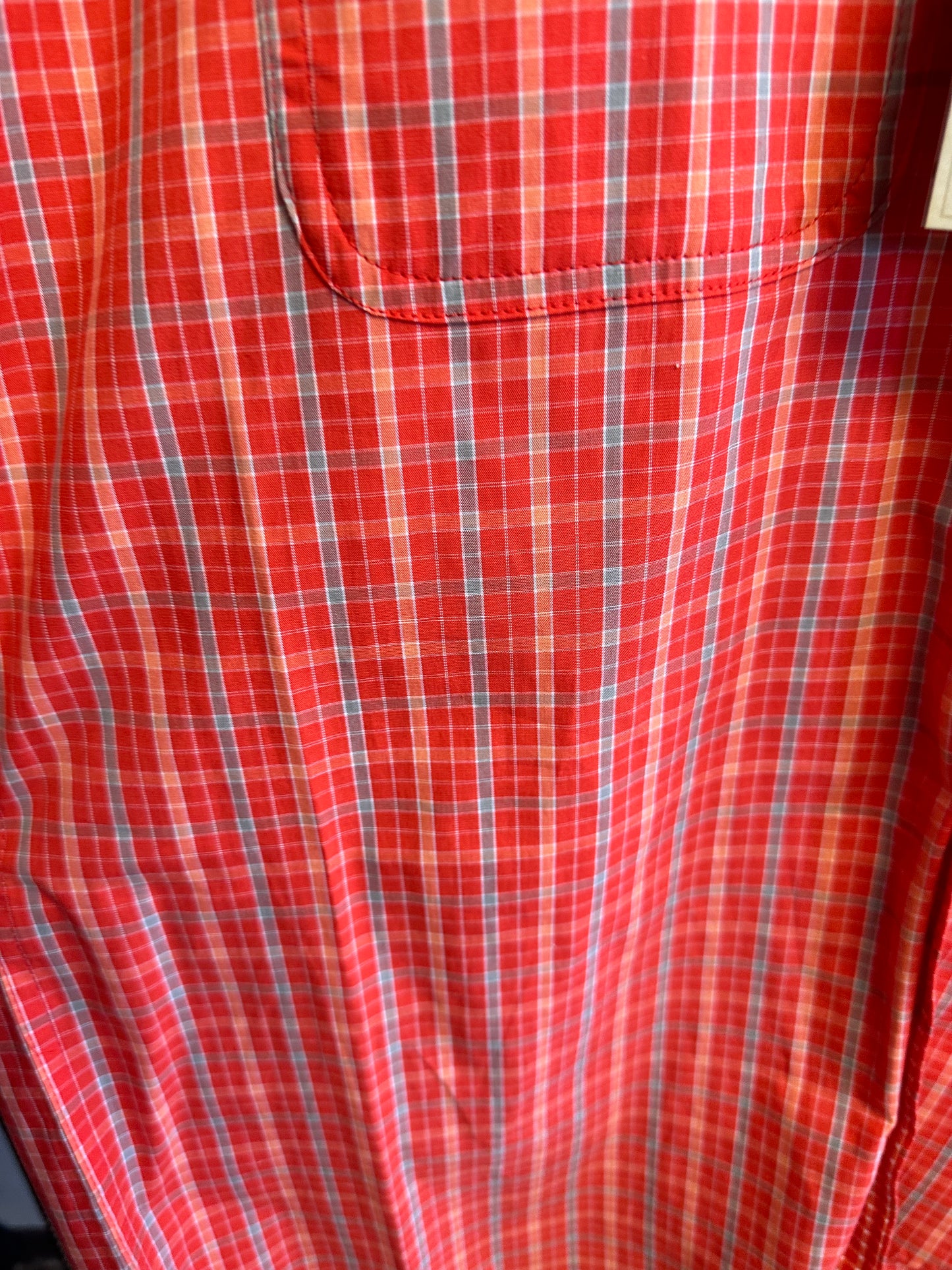 Coral Plaid Wrangler Men’s SS