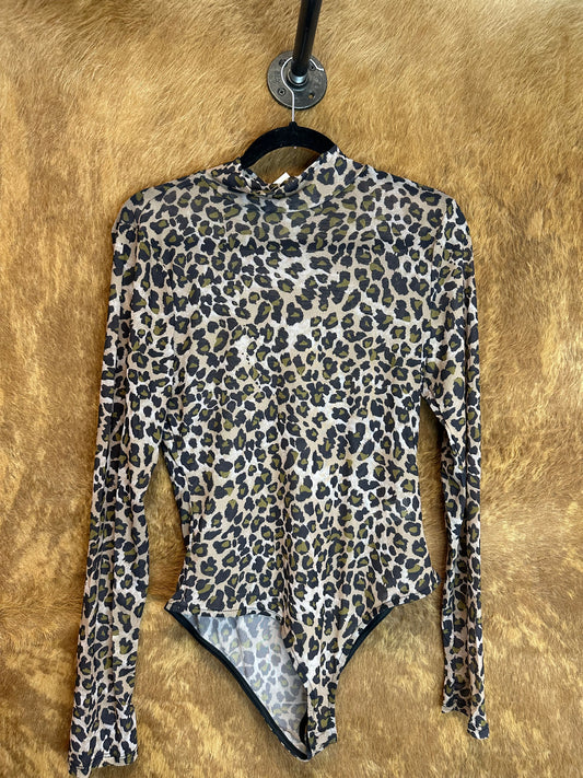 Cheetah Print Mock Neck Bodysuit