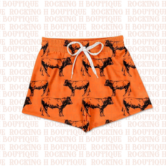 Orange Cow Swim Trunks