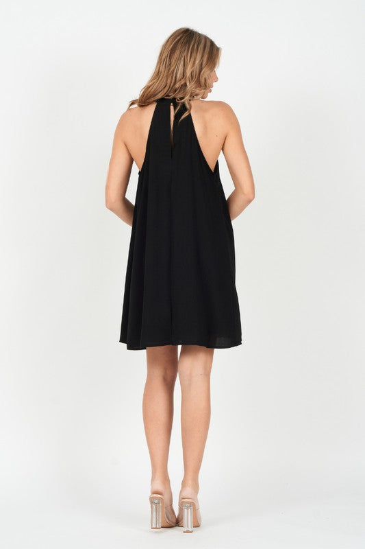 Love Of Mine Black Halter Swing Dress